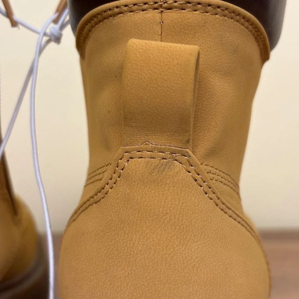STEVE MADDEN JJumble Combat Boots Tan Kids Size 4 Side Zip Lace Up Low Heel